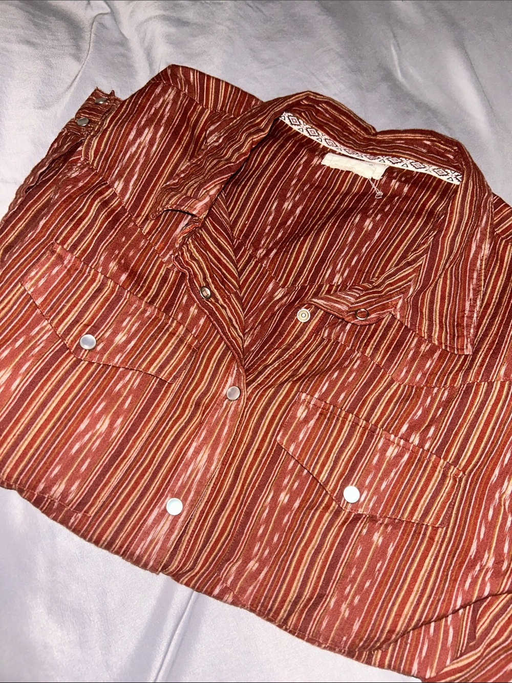 Shyanne Burnt Orange Striped Button-Up